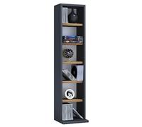 VCM Bois CD DVD Stand Rangement Étagère sur pied Bibliothèque Deko Étagère Elementa Bois CD DVD Stand Rangement Étagère sur pied Bibliothèque Deko Étagère Elementa Gris