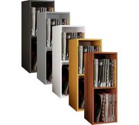 VCM Bois Disques vinyles LP Stand Étagère d'archivage Support de rangement Platto 2 compartiments Bois Disques vinyles LP Stand Étagère d'archivage Support de rangement Platto 2 compartiments Blanc