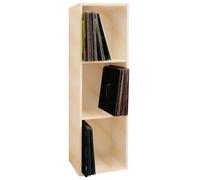 VCM Bois Disques vinyles LP Stand Étagère d'archivage Support de rangement Platto 3 compartiments Bois Disques vinyles LP Stand Étagère d'archivage Support de rangement Platto 3 compartiments Brun