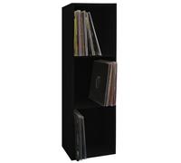 VCM Bois Disques vinyles LP Stand Étagère d'archivage Support de rangement Platto 3 compartiments Bois Disques vinyles LP Stand Étagère d'archivage Support de rangement Platto 3 compartiments Noir