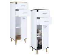 VCM Bois Highboard étroit Commode Portes battantes Tiroir Lindas Bois Highboard étroit Commode Portes battantes Tiroir Lindas Blanc/Chêne Miel