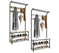 VCM bois,métal,banc,armoire à chaussures,étagère à chaussures,portemanteau,commode de siège,portemanteauTaliro Blanc