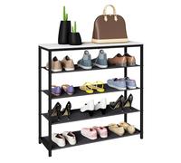 VCM Bois,métal,étagère à Chaussures,Rangement pour Chaussures,étagère,4,Compartiments,Taliro Blanc