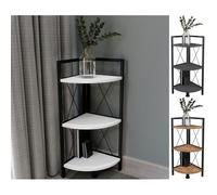 VCM Bois Métal Étagère d'angle Rangement Stand Étagère Bibliothèque Déco Livres Étagère sur pied Insasi 2 Blanc
