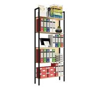 VCM bois, métal, rangement, stand, étagère, bibliothèque, déco, livres, étagère sur pied, flakos, 5 Brun