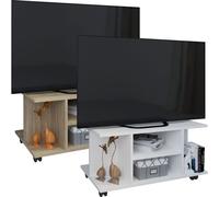 VCM Bois TV Lowboard Roulettes Meuble TV Table Console à roulettes Meubles Table TV Findalo Bois TV Lowboard Roulettes Meuble TV Table Console à roulettes Meubles Table TV Findalo Blanc