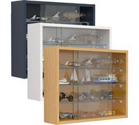 VCM vitrine Salon, Armoire vitrine, Meuble vitrine Salon, vitrine en Verre Colonne Bois Verre Suspendu vitrine Murale collectionneur vitrine Drivalo S Anthracite