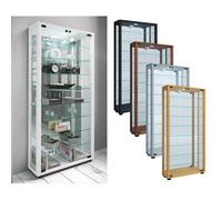 VCM Vitrine Lumo en Verre et Bois - Stand Collecteur avec Miroir - Hêtre