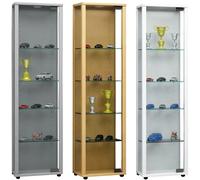 VCM 911783 Edana Mini Vitrine avec Eclairage LED Bois/Verre de sécurité ESG Blanc 115 x 33 x 18 cm