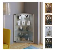 VCM vitrine en Verre Colonne Bois Verre vitrine vitrine de Collection en Verre vitrine d'angle vitrine Stand Vecko L Blanc