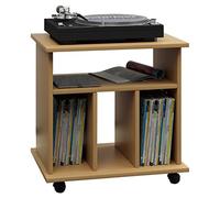 VCM Bois vinyles LP étagère Armoire Rangement média Rollable roulettes Retal Bois vinyles LP étagère Armoire Rangement média Rollable roulettes Retal Hêtre