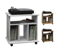 VCM bois vinyles LP étagère armoire rangement média rollable roulettes Retal bois vinyles LP étagère armoire rangement média rollable roulettes Retal Brun