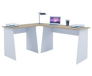 VCM Bureau d'angle en Bois Table d'angle Bureau de Travail Table d'ordinateur Masola Bureau d'angle en Bois Table d'angle Bureau de Travail Table d'ordinateur Masola Blanc/Chêne Sonoma