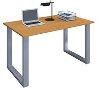 VCM Bureau en bois Table d'ordinateur Table de travail Meubles de bureau Lona U Alu Argent Bureau en bois Table d'ordinateur Table de travail Meubles de bureau Lona U Alu Argent