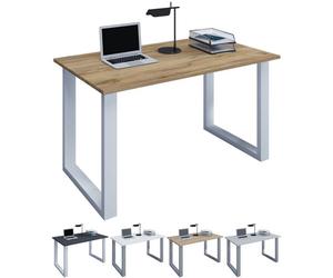 VCM Bureau en bois Table d'ordinateur Table de travail Meubles de bureau Lona U Alu Argent Bureau en bois Table d'ordinateur Table de travail Meubles de bureau Lona U Alu Argent