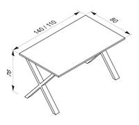 VCM Bureau en bois Table d'ordinateur Table de travail Meubles de bureau Lona X Argent Bureau en bois Table d'ordinateur Table de travail Meubles de bureau Lona X Argent