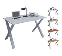 VCM Bureau en bois Table d'ordinateur Table de travail Meubles de bureau Lona X Argent Bureau en bois Table d'ordinateur Table de travail Meubles de bureau Lona X Argent