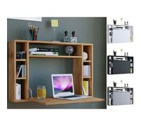 VCM Bureau Pliable Mural, Table Pliante Murale Rabattable Bureau Suspendu Pliable en Bois Bureau Mural Bureau d'ordinateur Tiroir Wandila Gris