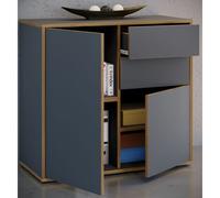 VCM Commode en bois Buffet haut Armoire Meuble de bureau Salia Largeur 80 cm Tiroir Tourniquet Commode en bois Buffet haut Armoire Meuble de bureau Salia Largeur 80 cm Tiroir Tourniquet Gris