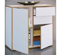 VCM Commode en bois Buffet haut Armoire Meuble de bureau Salia Largeur 80 cm Tiroir Tourniquet Commode en bois Buffet haut Armoire Meuble de bureau Salia Largeur 80 cm Tiroir Tourniquet Blanc