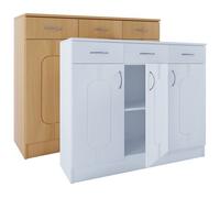 VCM Commode en bois Sideboard Highboard Armoire Balia 3 tiroirs portes battantes Commode en bois Sideboard Highboard Armoire Balia 3 tiroirs portes battantes Blanc