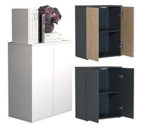 VCM Commode en bois Sideboard Highboard Armoire Dalosa 2 portes battantes Commode en bois Sideboard Highboard Buffet Armoire Dalosa 2 portes battantes Gris