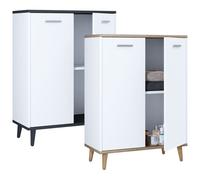 VCM Commode en bois Sideboard Highboard Buffet Armoire Lindas Portes battantes Commode en bois Sideboard Highboard Buffet Armoire Lindas Portes battantes Multicolore