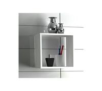 VCM Cube en bois Meuble de salle de bain Étagère de salle de bain Tabouret de salle de bain Tabouret Benos-1 Blanc