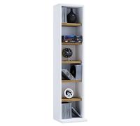 VCM Elementa Étagère décorative en Bois pour CD/DVD Blanc/chêne Miel