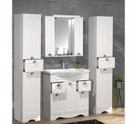 Vcm Ensemble De 5 Pièces Pour Lavabo Largeur 75 Cm Ensemble De Meubles De Salle De Bains Lavabo Armoire De Toilette Armoire Haute Landhaus Tiroir Casalo Xl