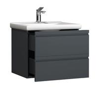 VCM Ensemble de meubles de salle de bains 2-pièces lavabo 60 cm lavabo sans poignée tiroir Silora L Gris