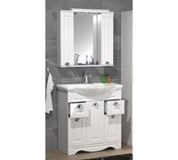 Vcm Ensemble De Meubles De Salle De Bains 3-Pièces Lavabo Largeur 75 Cm Lavabo Armoire De Toilette Tiroirs Landhaus Casalo Xl