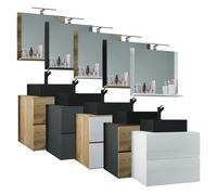 VCM Ensemble de meubles de salle de bains 3-pièces lavabo Lendas BL largeur 60 cm M tiroir Blanc