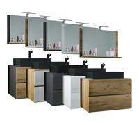VCM Ensemble de meubles de salle de bains 3-pièces lavabo Lendas BL Largeur 80 cm M Tiroir Gris