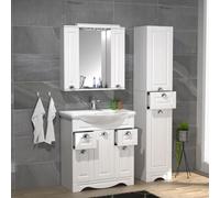 Vcm Ensemble De Meubles De Salle De Bains 4-Pièces Lavabo Largeur 75 Cm Lavabo Armoire De Toilette Armoire Haute Tiroir Campagne Casalo Xl