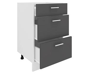 VCM Esilo Armoire de Cuisine, Largeur 50 cm, tiroir, Meuble de Cuisine, Blanc/Anthracite