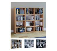 VCM Étagère en bois pour CD et DVD Étagère à livres Étagère à médias Séparateur de pièce Étagère décorative Megosa L Noir