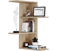 VCM Étagère Murale en Bois Étagère Suspendue Étagère d'angle Étagère Murale Balos Chêne Sonoma 4 Étagères Modernes pour CD DVD Livres Décoration