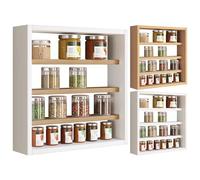 VCM Étagère murale en bois Tableau mural Cuisine Épices Cuisine Collectionneur Vitrine Esaldi S Brun