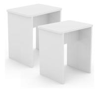 VCM Lot de 2 tabourets en bois cube repose-pieds table d'appoint Esal Lot de 2 tabourets en bois cube repose-pieds table d'appoint Esal Blanc