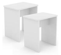 VCM Lot de 2 tabourets en bois cube repose-pieds table d'appoint Esal Lot de 2 tabourets en bois cube repose-pieds table d'appoint Esal Blanc