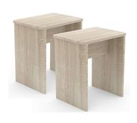 VCM Lot de 2 tabourets en bois cube repose-pieds table d'appoint Esal Lot de 2 tabourets en bois cube repose-pieds table d'appoint Esal Brun