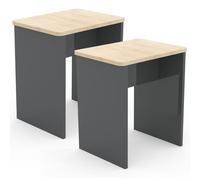 VCM Lot de 2 tabourets en bois cube repose-pieds table d'appoint Esal Lot de 2 tabourets en bois cube repose-pieds table d'appoint Esal Gris