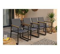 Vcm Lot De 4 Chaises De Jardin Chaise Longue Offrant Un Grand Confort D'assise Dimensions : Env. H 83 X L 54 X P 65 Cm Chaises De Jardin Mobilier De Jardin Noir