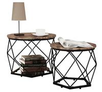 VCM Lot de 2 tables d'appoint, tables basses, tables de salon ou tables de chevet en bois et métal Helaro M