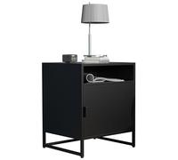 VCM Métal, Table de nuit, Table d'appoint, Porte battante, Console, Table de nuit, Flokas Noir