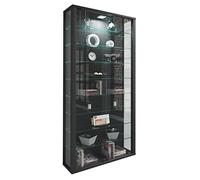VCM Lumo Vitrine indépendante Lumo Maxi - sans Éclairage LED Vitrine Décoration Rangement Vitre, Bois, Noir, 118 x 59 x 18 cm
