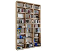 VCM Étagère en bois pour CD et DVD Étagère à livres Étagère à médias Séparateur de pièce Étagère décorative Megosa XL Brun
