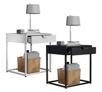 Vcm Métal, Table De Nuit, Table D'appoint, Tiroir, Console, Table De Chevet, Flokas