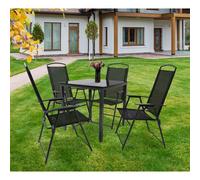 Vcm Meuble De Jardin 5pcs Ensemble De Meubles De Jardin Verre Table Chaises Dossier Haut 80s Meuble De Jardin 5pcs Ensemble De Meubles De Jardin Verre Table Chaises Dossier Haut 80s Noir